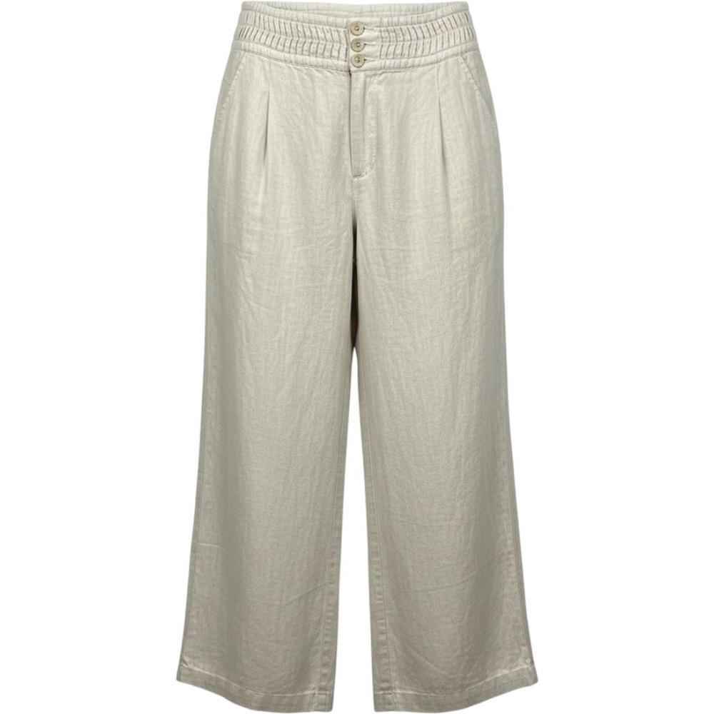 Wrap London Wide-Leg Pants Size 10 Tan 100% Linen Braided Waist Quiet Luxury NWT